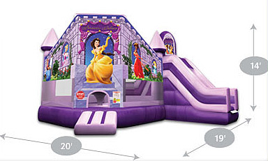 Princess Palace Castle - Inflatable Bouncer with Inflatable Water Slide - side view